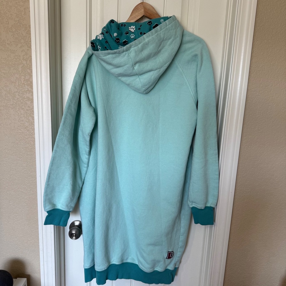Lazy One Sleep Hoodie Women S/M Mint Green Good Dog Mom Graphic Oversized Pajama - Picture 7 of 9